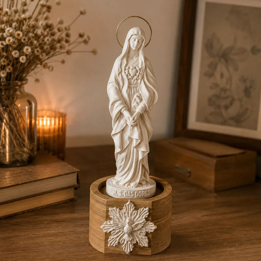 Nossa Senhora das Dores de Mármore com Auréola Banhada a Ouro