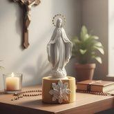 Nossa Senhora Das Graças em Pó De Mármore e Resplendor Banhado Ouro