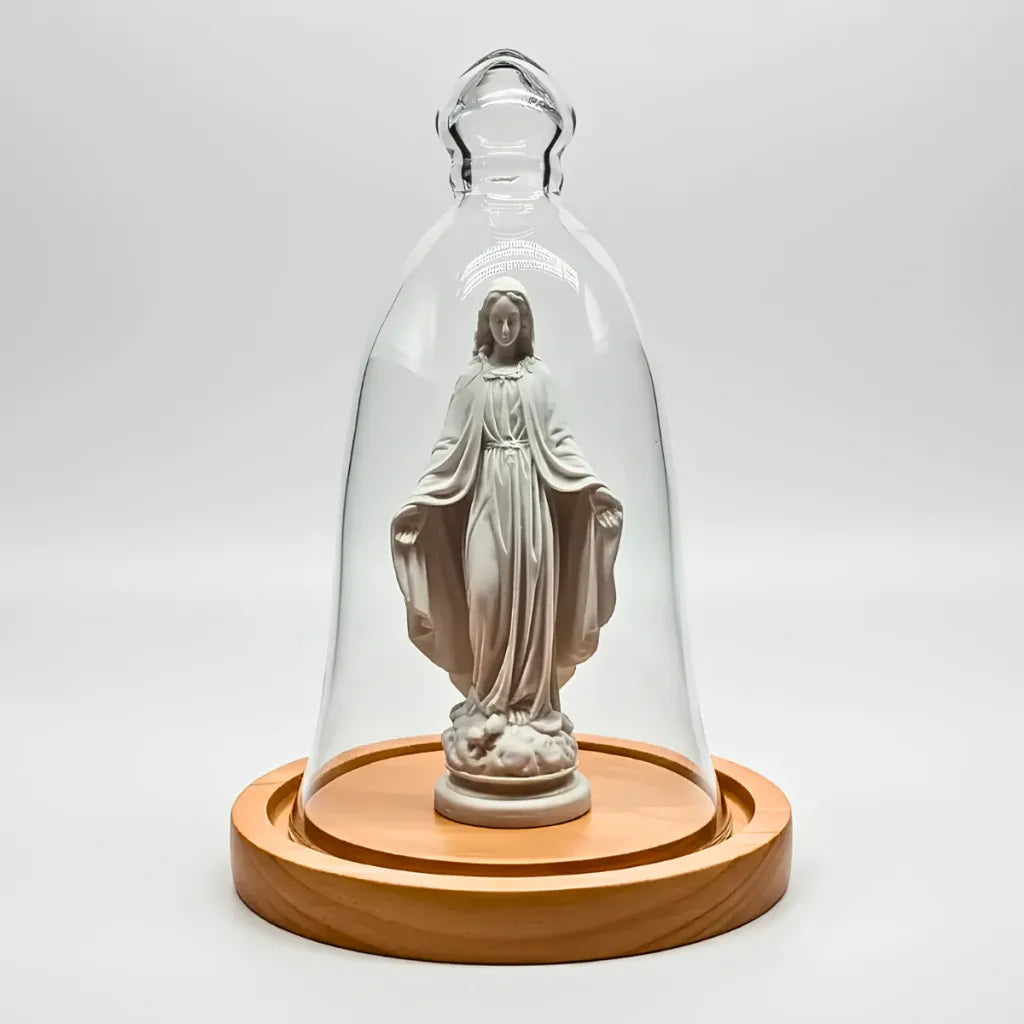 Nossa Senhora Das Graças de Pó de Mármore e Cúpula De Vidro E Madeira