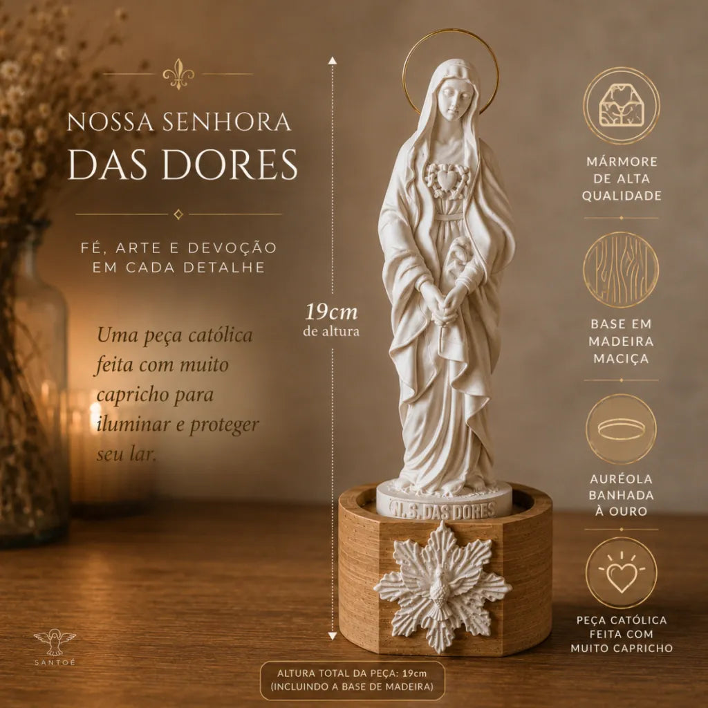 Nossa Senhora das Dores de Mármore com Auréola Banhada a Ouro
