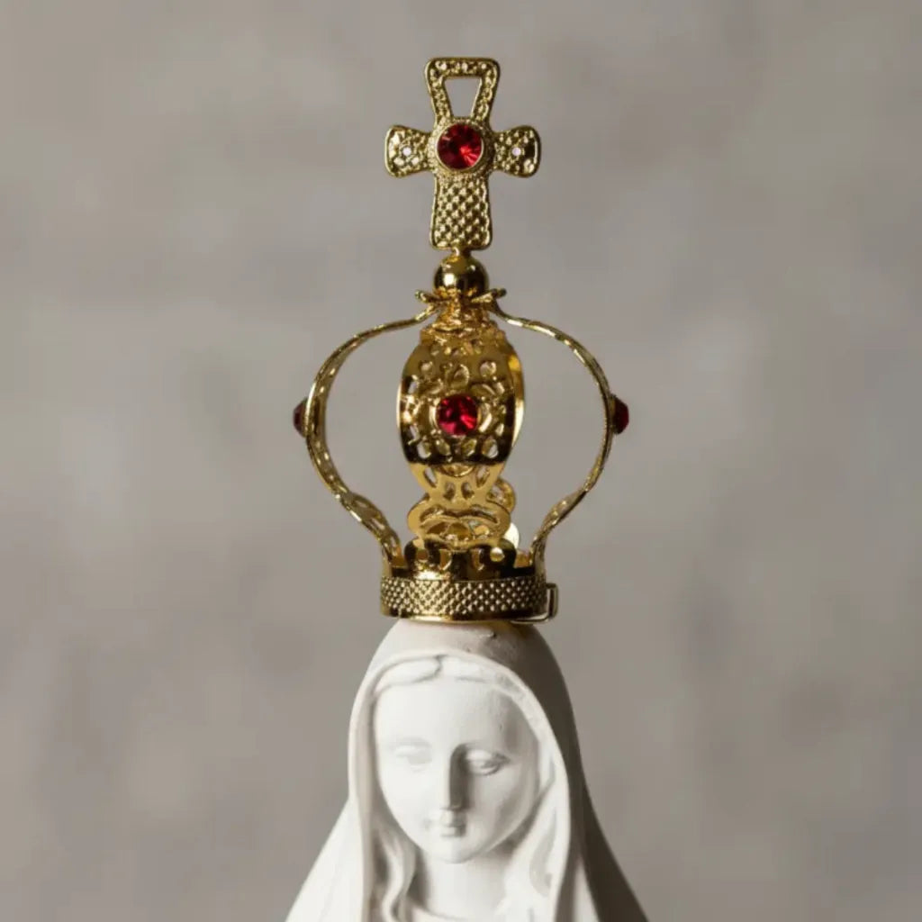 Nossa Senhora De Fátima em Pó De Mármore e Coroa Banhada a Ouro