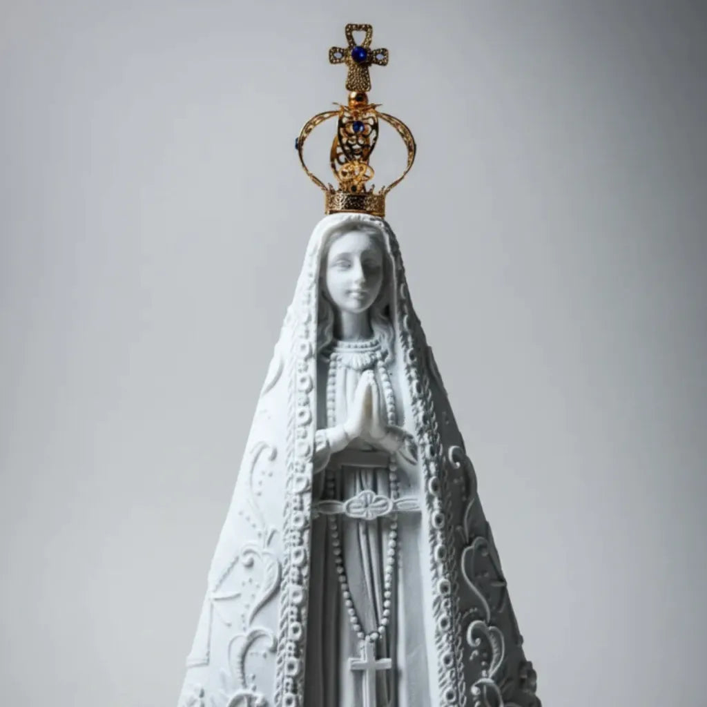 Nossa Senhora Aparecida Em Pó De Mármore e Coroa Banhada à Ouro