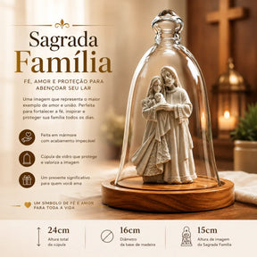 Sagrada Família Afetuosa de Mármore em Cúpula de Vidro e Madeira